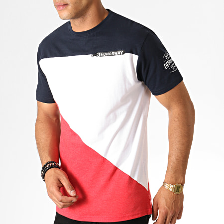 Geographical Norway - Tee Shirt Jriche Bleu Marine Blanc Rouge Chiné