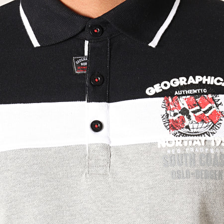 Geographical Norway - Polo Manches Courtes Kaspirite Gris Chiné Noir