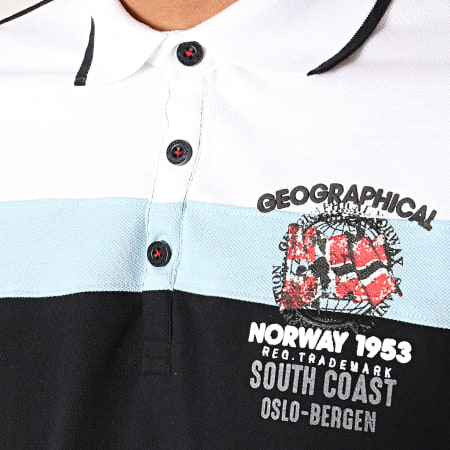 Geographical Norway - Polo Manches Courtes Kaspirite Noir Blanc