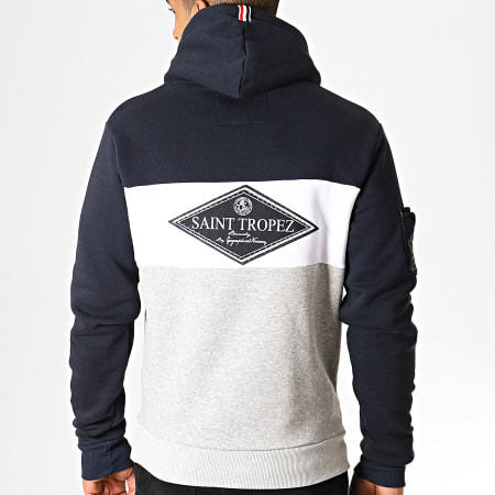 Geographical Norway - Sweat Capuche Firrens Bleu Marine Blanc Gris Chiné