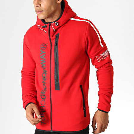 Geographical Norway - Veste Zippée Capuche Freestyle Rouge