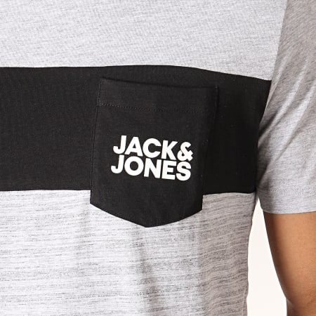 Jack And Jones - Tee Shirt Poche Scoop Gris Chiné Noir