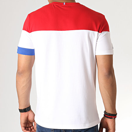 Le Coq Sportif - Tee Shirt Tricolore N1 1920483 Blanc Rouge Bleu Roi