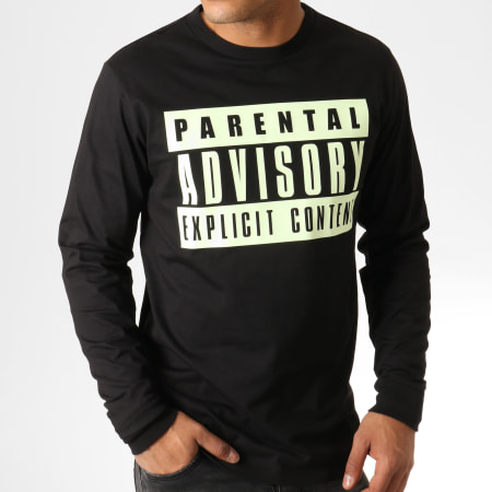 Parental Advisory - Tee Shirt Manches Longues Glow In The Dark Noir