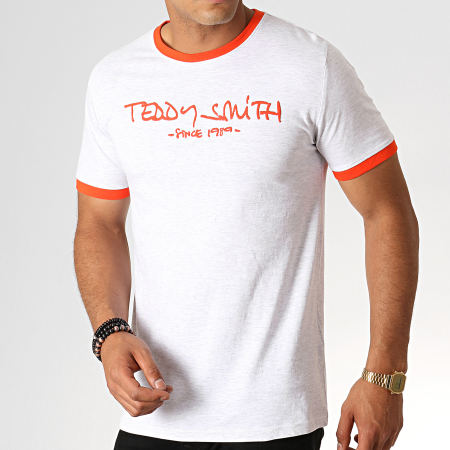 Teddy Smith - Tee Shirt Ticlass 3 Gris Chiné Orange