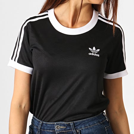 Adidas Originals - Tee Shirt Femme Avec Bandes 3 Stripes ED7476 Noir
