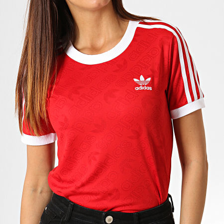 Adidas Originals - Tee Shirt Femme Avec Bandes 3 Stripes ED7488 Rouge