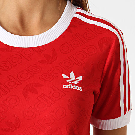 Adidas Originals - Tee Shirt Femme Avec Bandes 3 Stripes ED7488 Rouge