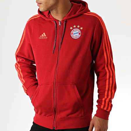 Adidas Performance - Sweat Zippé Capuche A Bandes FC Bayern DX9227 Rouge
