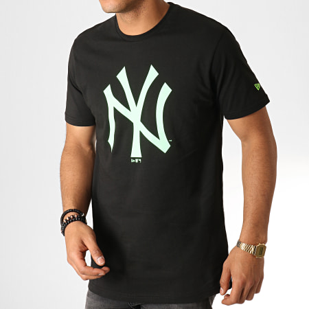 New Era - Tee Shirt MLB Core Neon Logo 12070294 Noir Vert Fluo