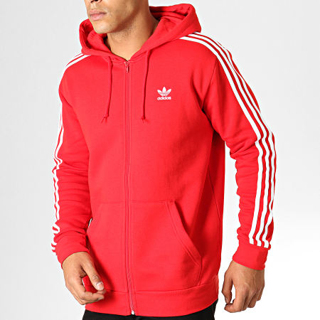 Adidas Originals - Sweat Zippé Capuche A Bandes 3-Stripes FZ ED5970 Rouge