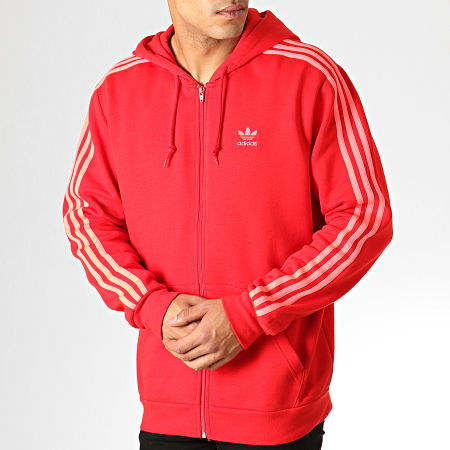 Adidas Originals - Sweat Zippé Capuche A Bandes 3-Stripes FZ EJ9689 Rouge
