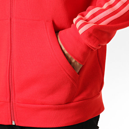 Adidas Originals - Sweat Zippé Capuche A Bandes 3-Stripes FZ EJ9689 Rouge