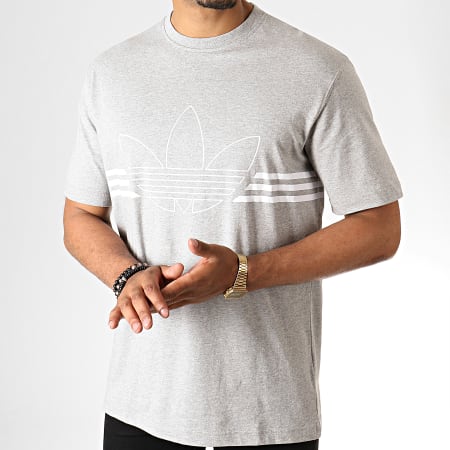 Adidas Originals -  Tee Shirt Outline Trefoil ED4699 Gris Chiné Blanc