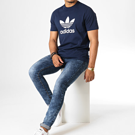 Adidas Originals -  Tee Shirt Trefoil ED4715 Bleu Marine Blanc