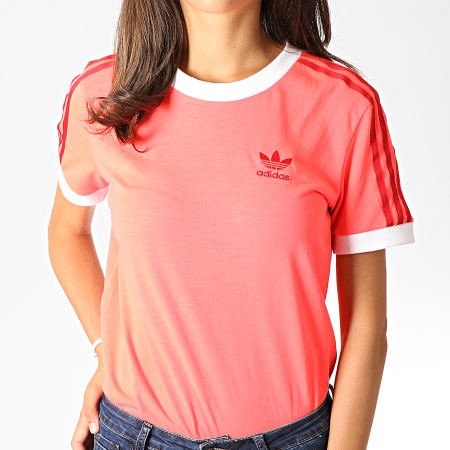Adidas Originals - Tee Shirt Femme 3 Stripes ED7474 Rose Fluo