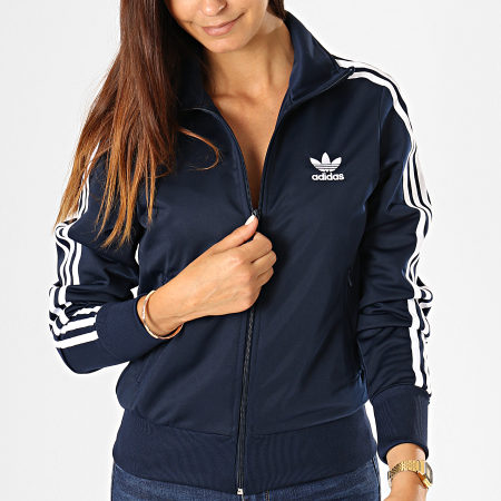 Adidas Originals -  Veste Zippée Femme A Bandes Firebird ED7517 Bleu Marine Blanc