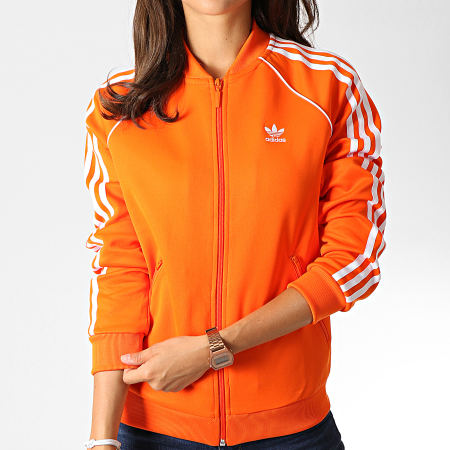 Adidas Originals - Zippée Femme Bandes ED7589 Orange Blanc - LaBoutiqueOfficielle.com