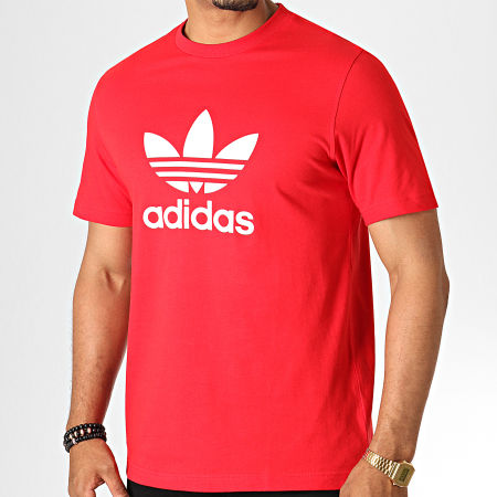 Adidas Originals - Tee Shirt Trefoil EJ9678 Rouge Blanc 