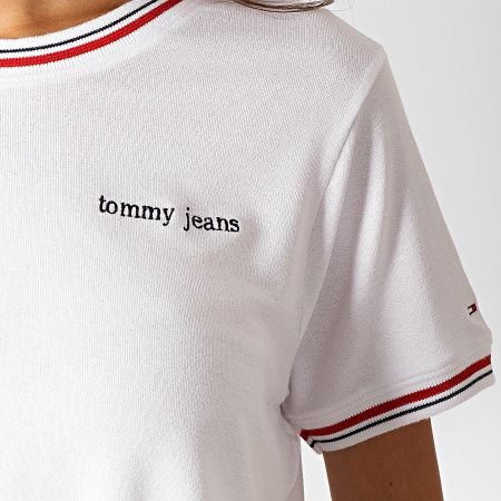 Tommy Jeans - Tee Shirt Femme Front Tie Contrast Rib 6756 Blanc