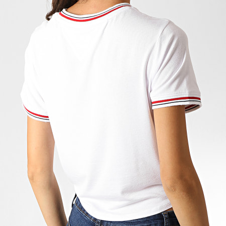 Tommy Jeans - Tee Shirt Femme Front Tie Contrast Rib 6756 Blanc