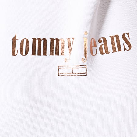 Tommy Jeans - Sweat Capuche Femme Metallic Logo 6776  Blanc Doré