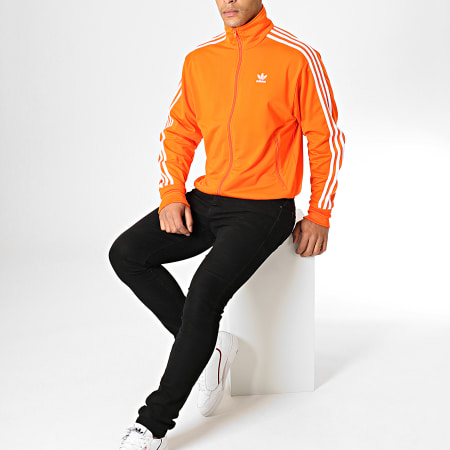 Adidas Originals - Veste Zippée A Bandes Firebird ED6074 Orange Blanc