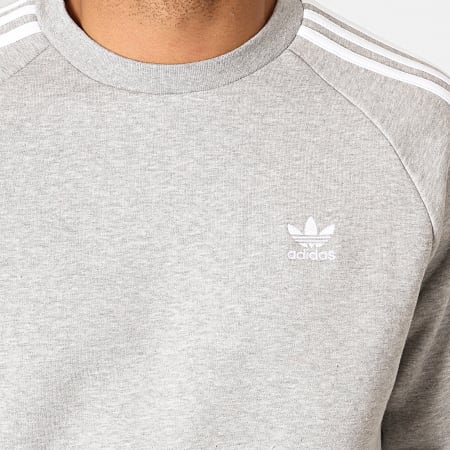 Adidas Originals - Sweat Crewneck 3 Stripes ED6016 Gris Chiné Blanc