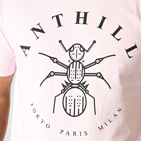 Anthill - Tee Shirt Tape Rose Blanc Noir