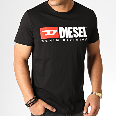 Diesel - Tee Shirt Diego Division 00S1DF-0CATJ Noir Blanc Rouge