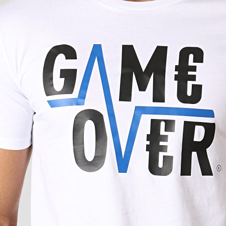 Game Over - Tee Shirt Game Over Blanc Bleu