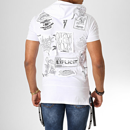 Ikao - Tee Shirt Oversize A Capuche F537 Blanc Noir