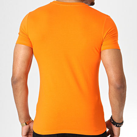 King Off - Tee Shirt Strass A063 Orange Doré Argenté