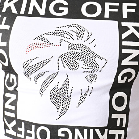 King Off - Tee Shirt Strass A071 Blanc Noir