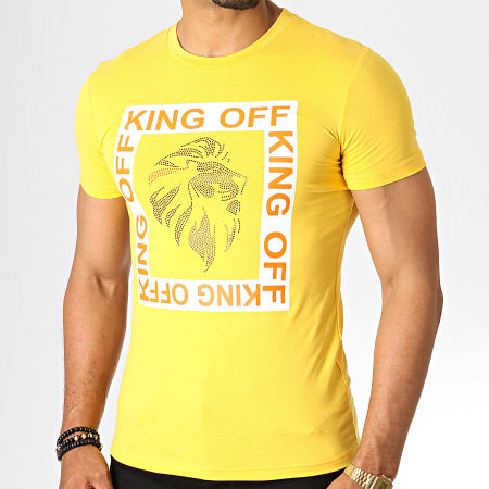 King Off - Tee Shirt Strass A071 Jaune 