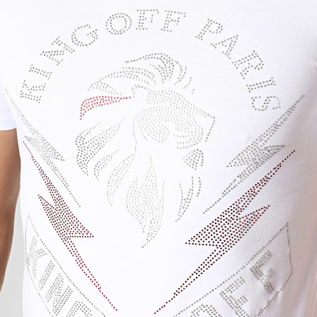 King Off - Tee Shirt A057 Blanc Argenté Rouge