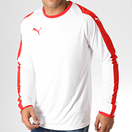Puma - Tee Shirt Manches Longues Liga Jersey 703419 Blanc Rouge