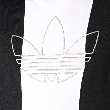 Adidas Originals - Sweat Capuche A Bandes Off Court Trefoil ED6247 Blanc Noir