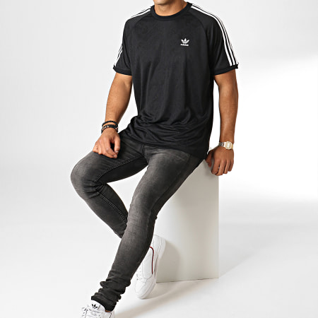 Adidas Originals - Tee Shirt A Bandes Mono Jersey ED7038 Noir Blanc