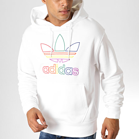 Adidas Originals - Sweat Capuche Pride FI0883 Blanc