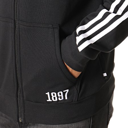 Adidas Sportswear - Sweat Zippé Capuche A Bandes Juventus DX9724 Noir Blanc