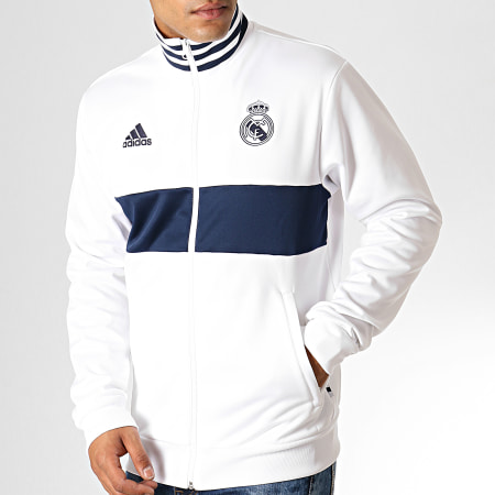 Adidas Sportswear - Veste Zippée Real 3 Stripes DX8708 Blanc Bleu Marine