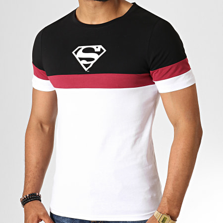 DC Comics - Tee Shirt Tape Tricolore Blanc Noir Bordeaux