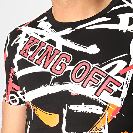 King Off - Tee Shirt A058 Noir Orange Rouge Blanc