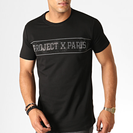 Project X Paris - Tee Shirt Strass 1910050 Noir Argenté