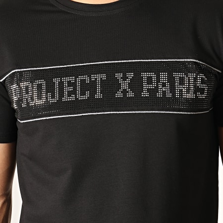 Project X Paris - Tee Shirt Strass 1910050 Noir Argenté