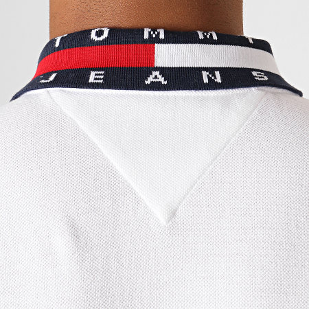 Tommy Jeans - Polo Manches Courtes Flag Neck 6576 Blanc Bleu Marine Rouge