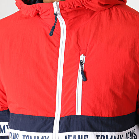 Tommy Jeans - Veste Zippée Capuche Colorblock 7233 Bleu Marine Rouge Blanc