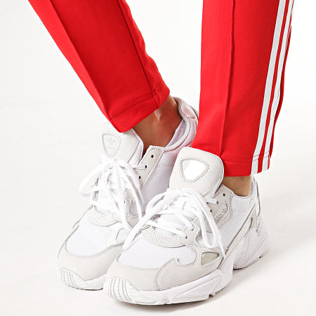 Adidas Originals - Pantalon Jogging A Bandes Femme SST ED7575 Rouge Blanc