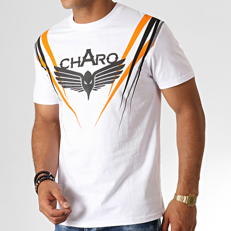 Charo - Tee Shirt Scratch WY4768 Blanc Noir Orange